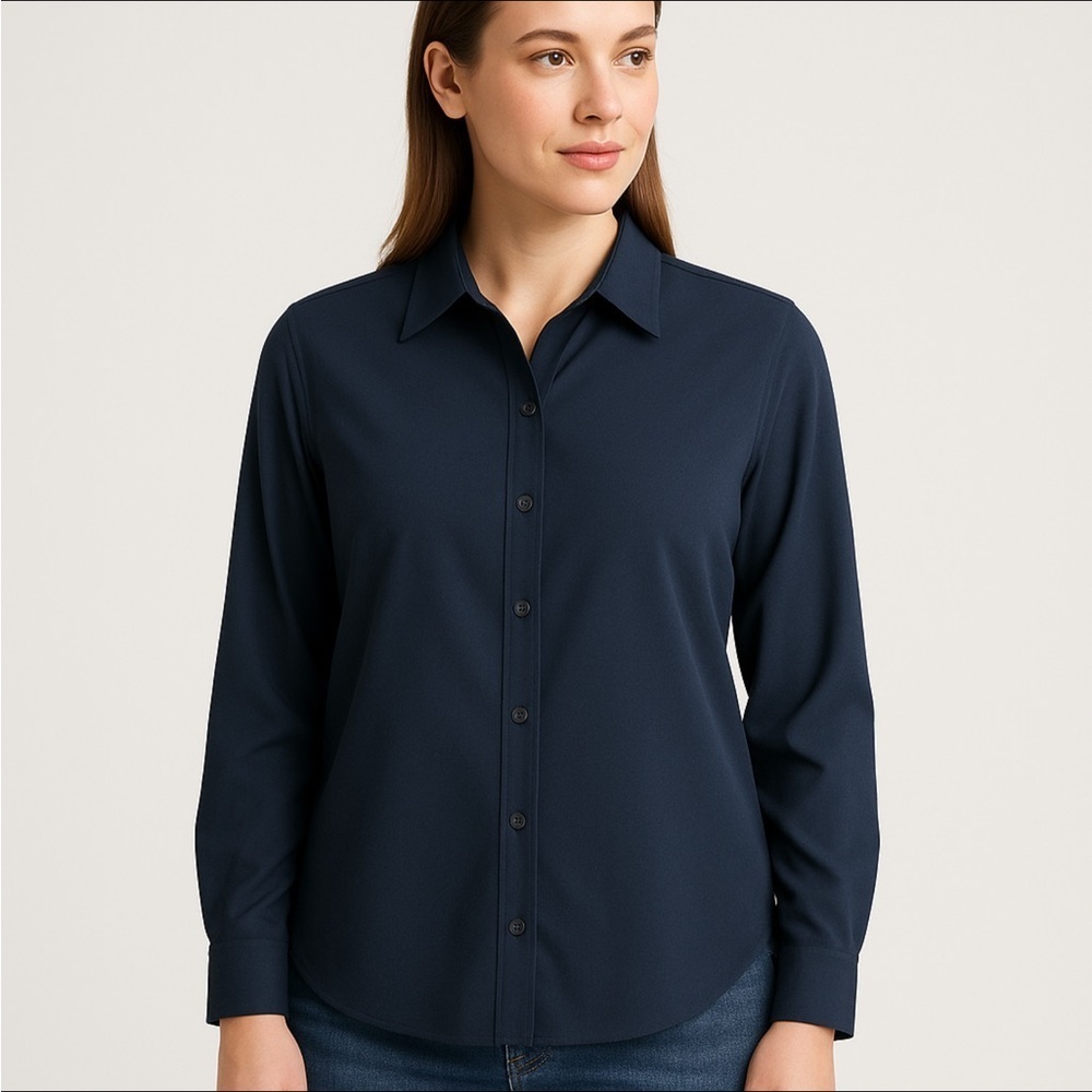 Banana Republic Women’s Navy Button-Down Shirt Size M Long Sleeve